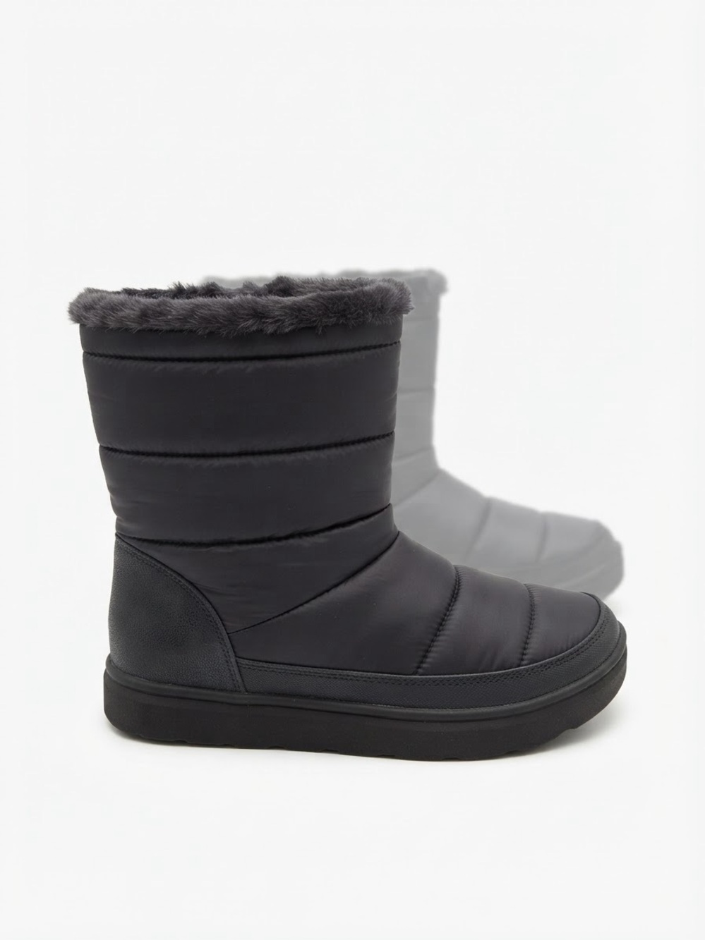 Tek Gear Black Faux Fur Lined Puffer Winter Snow Boots Women Size 9